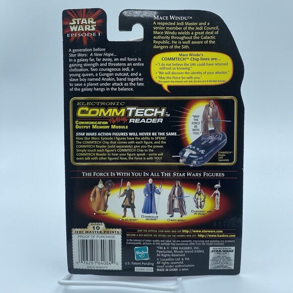 Star Wars Episode 1 Mace Windu 3.75" Action Figure Jedi 1998 Hasbro New Sealed - Picture 2 of 5